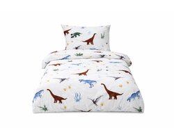 Zachtbeddengoed.nl - velvet - Jongens - Dekbedovertrek - 1 Persoons - Dino - Dinosaurus - 140x200 cm - 140x220 cm - Fluffy Dekbedovertrek - Teddy Dekbedovertrek - Dekbedovertrek Kinderen - Luxe Beddengoed met Velvet aan Beiden Zijden