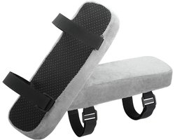 Zachte Armsteun Pads voor Kantoorstoelen van Polyurethaan Schuim - Universele Bescherming voor Ellebogen en Onderarmen, Drukverlichting - Grijs (2 Stuks)