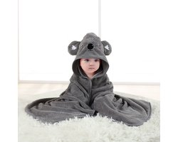 Zachte babybadhanddoek/badjas, 80 x 80 cm, met capuchon, superabsorberend om de baby warm te houden, grijs - Koala