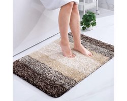 Zachte badkamertapijt, 40 x 60 cm, antislip, wasbaar, wollig, hoogpolig, badmat, microvezel, absorberend, douchemat (bruin)