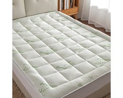 Zachte bamboe matrastopper met verkoelende matrasbeschermer en diepe zakrok tot 22 inch