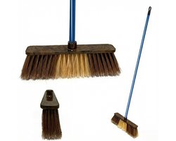 Zachte Binnenbezem met Steel 132x32cm - Parketborstel & Laminaatbezem - Houten Design - Antikras Vloerveger - Stofbezem voor Woonkamer & Kantoor - Zachte PP Borstelharen - Duurzame Veger voor Harde Vloeren - Houten Design - Bruin/Geel