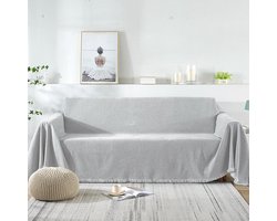 Zachte Chenille Bankbeschermer Fleece Pluche Hoekbank Kleed Lichtgrijs 180x420 cm