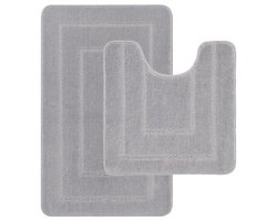 Zachte en Absorberende Badmat Set van 2 - Antislip Badkamer Matten - Grijs