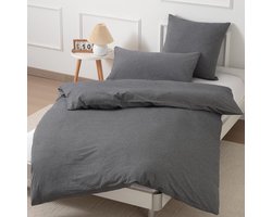 Zachte en Ademend Beddengoedset van Gewassen Katoen met Ritssluiting en Vintage Look