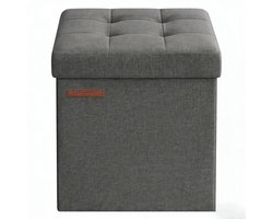 Zachte en comfortabele kruk voetenbankje met opbergruimte, opvouwbare kruk 30×30×30 cm, grijs, hoogelastisch schuimkussen, 22L opbergruimte, multifunctioneel als opbergdoos / salontafel, geschikt voor woonkamer / slaapkamer / hal / studentenhuis.