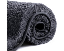 Zachte en Dikke Badmat voor Badkamer, Antislip, Super Absorberend, Snel Droog, Machinewasbaar, 50 x 80 cm, Zwart