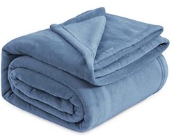 Zachte fleece deken voor bank en bed, 220 x 240 cm, Blauw
