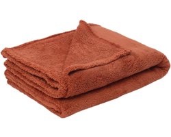 Zachte Fleece Deken voor Bank of Bed - Luxe Pluche Plaid voor Thuis en Reizen - Terracotta
