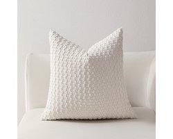 Zachte fluwelen reliëfkussens voor twee personen 45x45 cm Beige fluwelen sierkussens geschikt voor woonkamers, banken, slaapkamers en tuinen, creëren een natuurlijke en ontspannende sfeer
