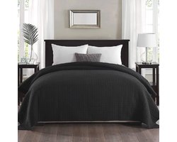 Zachte Gewatteerde Bedsprei 240x260 cm met Ruitdesign in Crème en Grijs