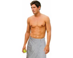 Zachte grijze saunakilt voor mannen van 100% katoen met elastische tailleband