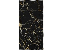Zachte Handdoek - Luxe Badstof - Dagelijks Gebruik - Stijlvol Marmer Design - 40x76 cm - Zwart