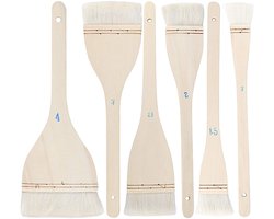 Zachte heekborstels set - 6 stuks - kunst - geitenhaar - hout