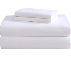 Zachte Katoenen Flanellen Beddengoed Set - Volledige Lakens voor Ultiem Comfort (Wit)