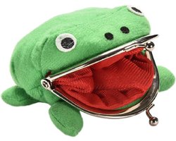 Zachte Kikker Portemonnee met Metalen Beugel en Clipsluiting - Flanel Muntbeursje en Sleuteltasje