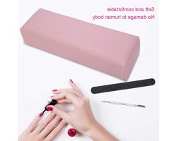 Zachte Kussen voor Nagelondersteuning, Afneembare PU Leren Armsteun voor Nagelkunst, Ideaal voor Thuis, Nagelschool en Manicures - 30x9.4x6.6 cm (Roze)