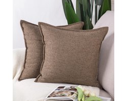 Zachte kussenhoezen - rustieke uitstraling - set van 2 - polyester linnen
