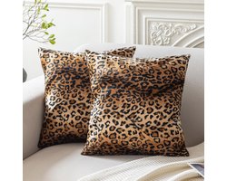 Zachte Luipaard Cheetah Print Sierkussenslopen - Dierenprint Kussens voor Bank (Set van 2, 61x61 cm)
