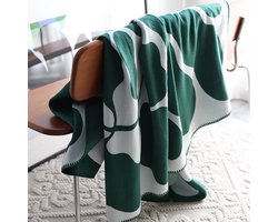 Zachte Plaid - Warm Kleed - Bank en Bed - Geometrisch Bladpatroon - 130 x 180 cm - Groen