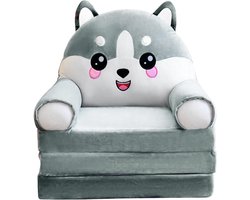 Zachte Pluche Bank voor Kinderen, Vouwbare Armstoel, 2-in-1, Multicolor, Ideaal voor Naps en Spelletjes, Verwijderbare en Wasbare Hoes
