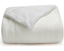 Zachte Pluizige Deken Crème - Warme Sherpa Deken 150 x 200 cm, Dikke Sofa Deken en Deken XL, Zachte Fleece Bank Deken XL voor de Winter