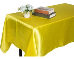 Zachte Satijnen Tafelkleed voor Eettafel - Ideaal voor Tuinfeesten, Bruiloften en Kerst - Geel 145x275cm