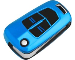 Zachte TPU Sleutelcover - Geschikt voor Opel Astra J / Corsa D / Insignia / Vectra / Zafira - Blauw Glossy - Sleutel Hoesje Cover - Auto Accessoires