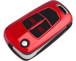 Zachte TPU Sleutelcover - Geschikt voor Opel Astra J / Corsa D / Insignia / Vectra / Zafira - Rood Glossy - Sleutel Hoesje Cover - Auto Accessoires