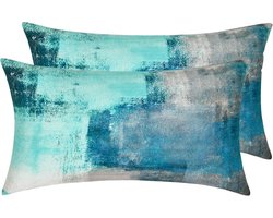 Zachte turquoise kussenhoes 30x50 cm - Decoratieve kussensloop voor bank en slaapkamer