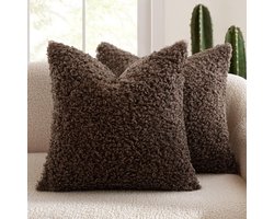 Zachte, versterkte en uniforme moderne minimalistische kussenhoezen van lamsvacht, 45*45 cm, per hoezel: 240 g. Vleesachtig en zacht lamsvachtmateriaal, geschikt voor bohème-stijl interieur, banken, woonkamers en bedden.