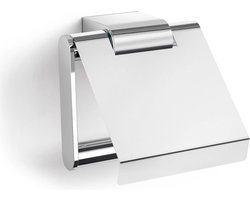 Zack Atore toiletrolhouder met klep 12.4x12.4x5.4cm RVS Chroom Glans