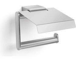Zack Atore toiletrolhouder met klep 12.4x12.4x5.4cm RVS Mat