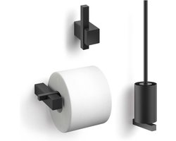 ZACK Carvo toilet accesoires set 3-in-1 rond Zwart