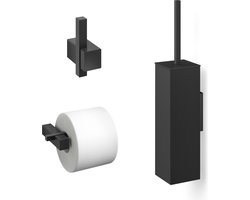 Zack Carvo toilet accesoires set 3-in-1 Vierkant Zwart
