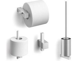 Zack Carvo toilet accesoires set 4-in-1 rond RVS Mat