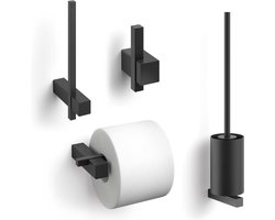 ZACK Carvo toilet accesoires set 4-in-1 rond Zwart