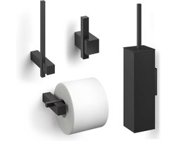 Zack Carvo toilet accesoires set 4-in-1 vierkant Zwart