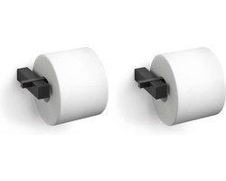 ZACK Carvo WC Rolhouder - 16,5x10x2,6 cm - Set van 2 Stuks Zwart - Toiletrolhouder