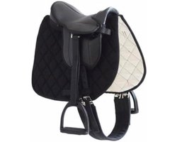 Zadel met beugels - Paardrijaccessoires - Houten paard - Synthetisch lederlook - 125/130 cm - Zwart
