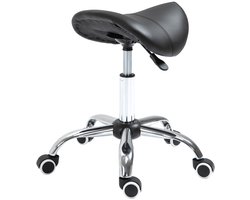 Zadelkruk - Ergonomisch Draaibaar en In Hoogte Verstelbaar voor Salon en Kantoor - Kunstleer - Zwart