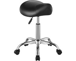 Zadelkruk, Ergonomische, Hoogte Verstelbare Stoel, 204 kg Belastbaar, Verdikt Pu Leer Met Wielen, Voor Salon, Spa, Kliniek, Zwart