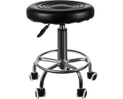Zadelkruk - Kapperskruk - Knipkruk - Met Voetring - Ergonomisch Design - Verstelbaar - Zwart