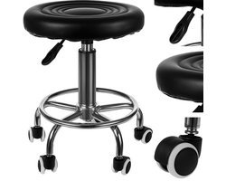 Zadelkruk - Kapperskruk - Tabouret - Met Voetsteun - Ergonomisch en Stijlvol - Op Hoogte Instelbaar - Min. 43 cm - Max. 54 cm - Zwart - Zivanto