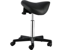 Zadelkruk met wielen 400lb Gewichtscapaciteit Ergonomische Rolling Zadelkruk In Hoogte Verstelbaar Verdikt PU Leer Draaibare Zadelkruk Stoel voor Salon Spa Clinic Zwart