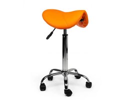 Zadelkruk Oranje – Ergonomische Werkkruk met Verstelbare Hoogte – Comfortabele Draaikruk op Wieltjes voor Salon, Kantoor & Thuis - Hoog (70-86cm) / zonder Voetsteun / Standaard wielen