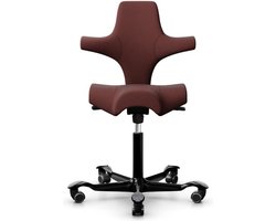 Zadelstoel HAG Capisco 8106 - Stof Cognac STT655 - Frame Zwart - Gaslift 265 mm Hoog - Rubber wielen