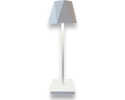 Zafer Tafellamp Oplaadbaar - Wit - 3 Kleurstanden - Draadloos En Dimbaar - Incl. USB-C Kabel - Voor Binnen En Buiten - Touch Bediening - Nachtlamp - Bureaulamp - Industrieel En Modern - Slaapkamer - Woonkamer