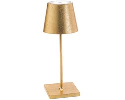 Zafferano Poldina Pro Mini Gold Leaf oplaadbare en dimbare LED-tafellamp met een batterijduur tot 12 uur