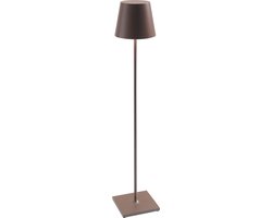 Zafferano Poldina Pro XXL Vloerlamp - Oplaadbare Buitenlamp Roest Bruin - IP54 Spatwaterdicht - Staande Lamp - Verstelbaar 69 tot 150 cm - Snoerloos - Dimbare LED Lamp - Tuinlamp - Ø 28 cm